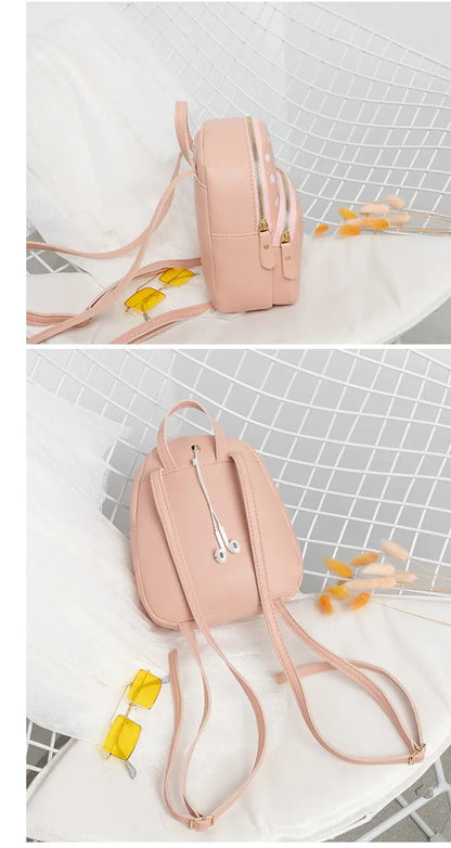 NNEDSZ Mini Faux Leather Backpack with Butterfly Design -Pink Cute Backpack for Girls-2